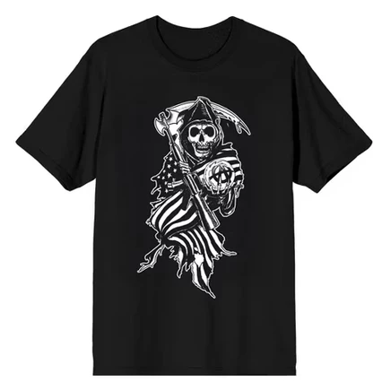 Мужская футболка Sons of Anarchy с жнецом, черная