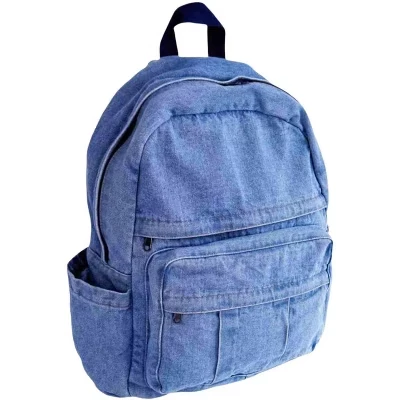 Green Canvas Backpack – Retro Rucksack for High School, College & Travel, Basic Laptop Bag light denim