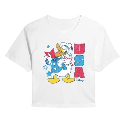 Женская укороченная футболка Disney Donald USA, белая
