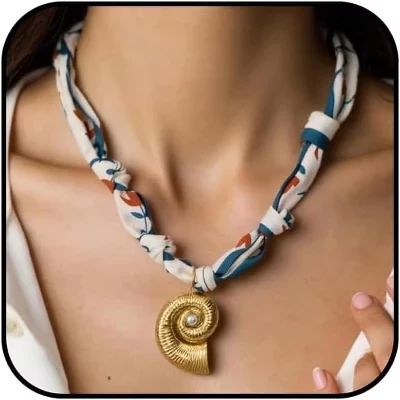Ожерелье-шарф с золотыми подвесками - Морская звезда, крест и цветок Boho Beach Jewelry gold
