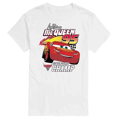 Мужская футболка с коротким рукавом и рисунком семикратного чемпиона Lightning McQueen 95, белая