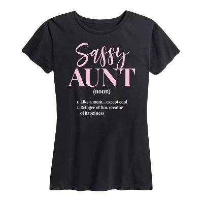 Женская футболка Sassy Aunt Definition с коротким рукавом и графическим принтом, черная