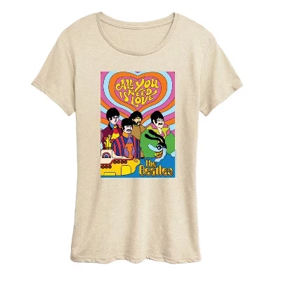Женская футболка All You Need Is Love с коротким рукавом и графическим принтом.