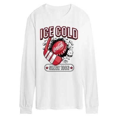 Мужская футболка Coca-Cola Ice Cold Hockey с длинным рукавом и графическим рисунком, белая