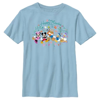 Футболка для мальчиков Mickey & Friends Happy Easter Group Egg Hunt светло-голубая