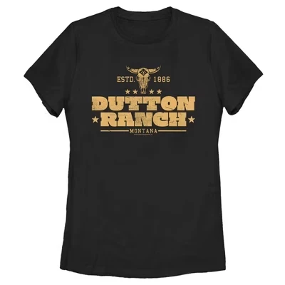 Женская футболка Yellowstone Dutton Ranch 1886, черная