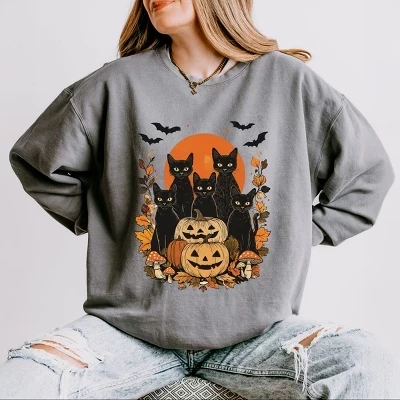 Black Cats Pumpkin Vintage - Женская легкая одежда, окрашенная толстовка