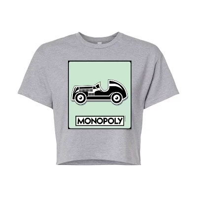 Женская укороченная футболка Monopoly Car Token, серая