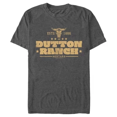 Мужская футболка с логотипом Dutton Ranch ESTD 1886 с черепом маленькой коровы, темно-коричневый вереск