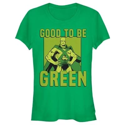 Juniors Womens  St. Patrick's Day Martian Manhunter Good to be Green T-Shirt green