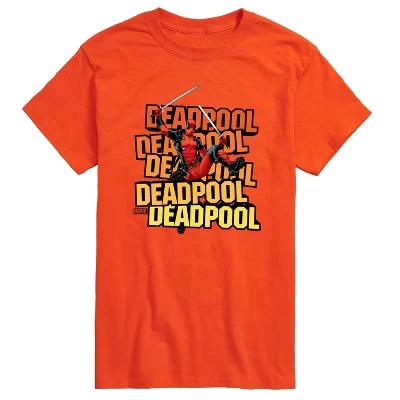 Men's -  - Deadpool Katana Pose Short Sleeve Graphic T-Shirt orange