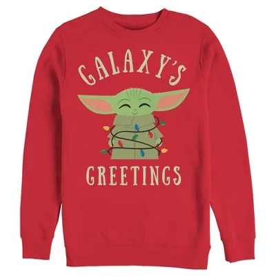Мужская толстовка The Mandalorian Christmas The Child Greetings, красная