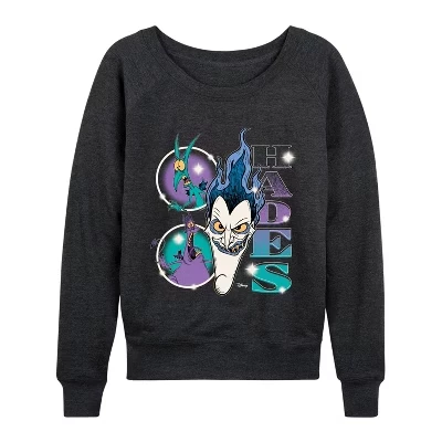 Women's -  - Hades Bootleg Lightweight French Terry Wide Neck Long Sleeve Graphic Shirt heather charcoal