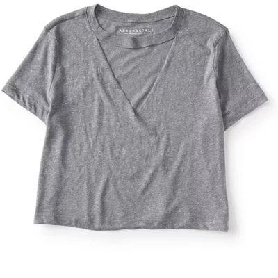 Женская укороченная футболка Aeropostale с вырезом, серая