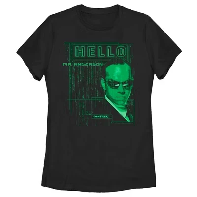 Женская футболка Hello Mr. Anderson черного цвета