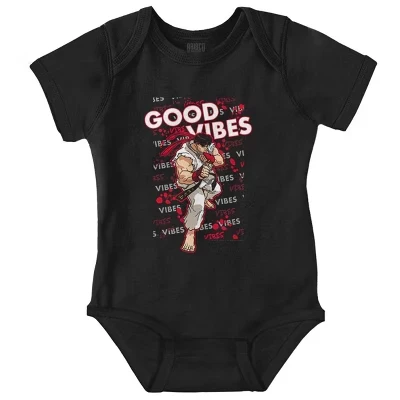 Уличный боец Игра Good Vibes Ryu Baby Romper для мальчиков или девочек Лицензионный черный
