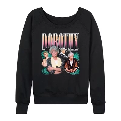 Женская - Golden Girls - Dorothy Bootleg Легкая французская махровая рубашка с широким вырезом и длинным рукавом с графическим рисунком черного цвета