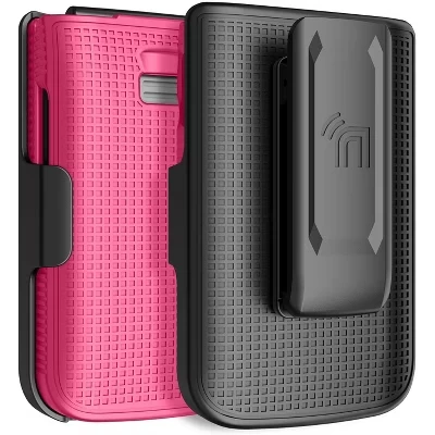 Комбинация для телефона TCL Flip 3 - Жесткий чехол и кобура с зажимом для ремня розового цвета