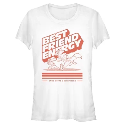 Юниорки женского пола 2 Джуди Хоппс и Ник Уайлд в футболках Best Friend Energy белого цвета