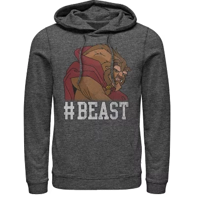 Мужское худи Beauty and The Beast #Beast, серый меланж
