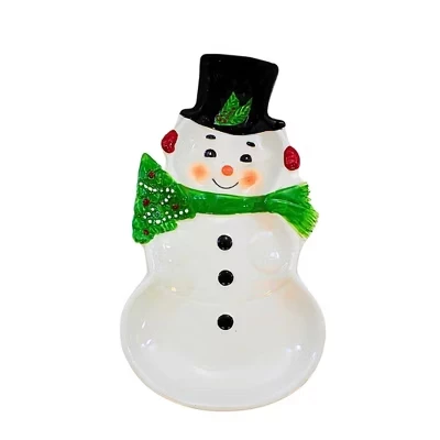 Сервировочное блюдо transpac «vintage santa snowman», 20 см