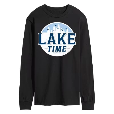 Мужская футболка с длинным рукавом и графическим рисунком Lake Time, черная