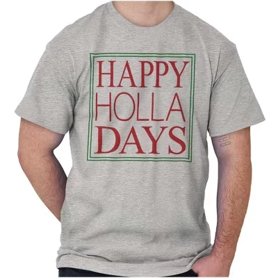 Рождественская праздничная футболка с надписью Happy Holla Days для мужчин или женщин белого цвета