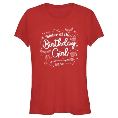 Женская футболка Harry Potter Birthday Girl Sister, красная
