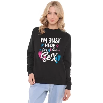 Женская толстовка I'M Here For The Sex Gender Reveal Crew черного цвета