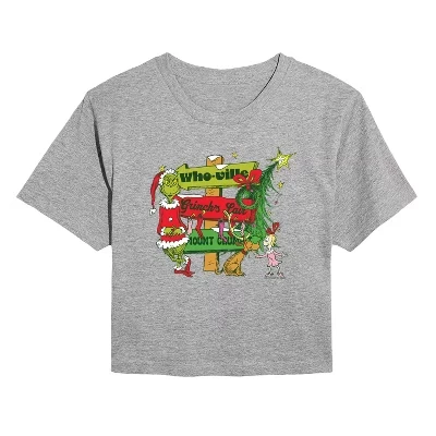 Женская укороченная футболка с рисунком Grinch Directions