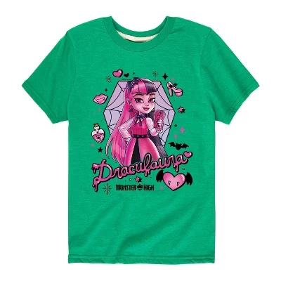Детская футболка Monster High Дракулаура, зеленая