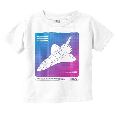 Футболка с графическим рисунком для малышей Vaporwave NASA Space Transportation лицензионного черного цвета