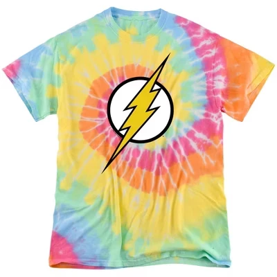 Мужская футболка Tie Dye с флэш-логотипом Jla rainbow spiral