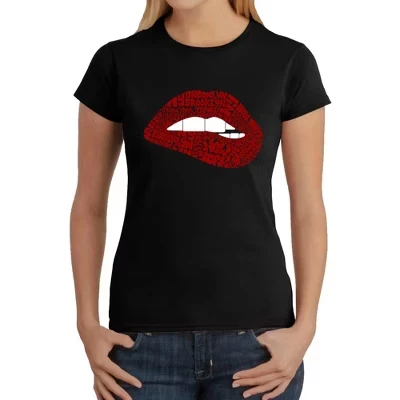 Brooklyn Lips - Женская футболка Word Art черного цвета