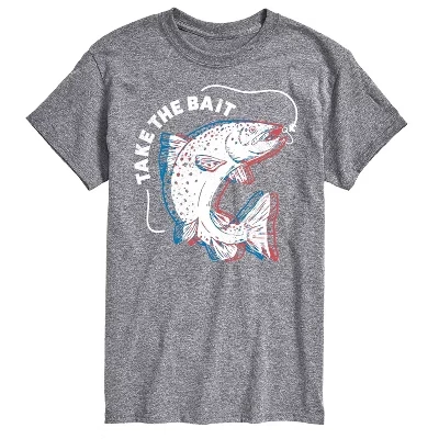 Мужская футболка с коротким рукавом Take The Bait Fish с графическим рисунком athletic heather