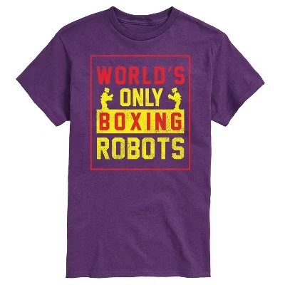 Мужская футболка с коротким рукавом и графическим рисунком Worlds Only Boxing Robots фиолетового цвета