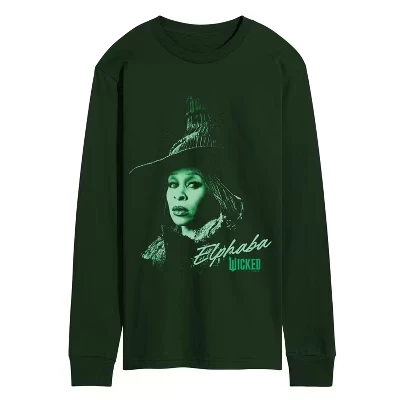 Мужская футболка Elphaba пастельных тонов с длинным рукавом и рисунком цвета лесной зелени