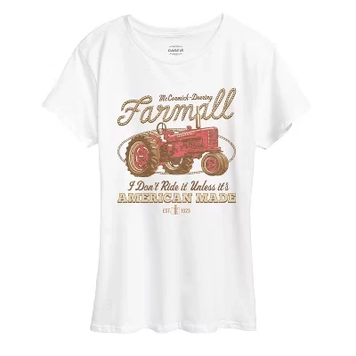 Женская футболка с коротким рукавом американского производства Western Farmall с графическим рисунком белого цвета
