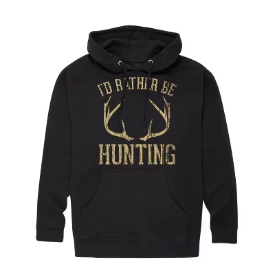 Мужская толстовка - пуловер из флиса с рисунком I'd Rather Be Hunting, черный