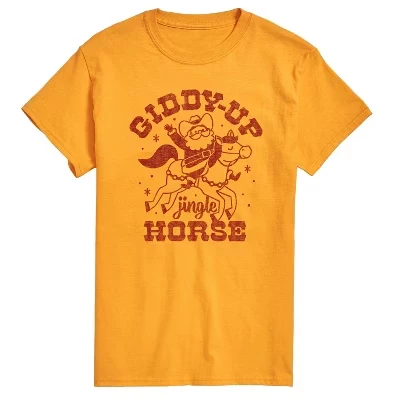 Мужская футболка с коротким рукавом Giddy Up Jingle Horse с графическим рисунком золотистого цвета