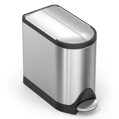 Ведро для мусора SimpleHuman 10 л стальное с педалью, серебристое