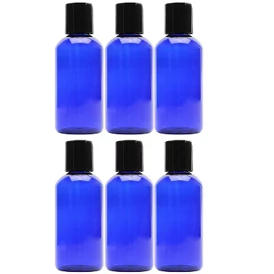 Пластиковые бутылки для выжимания с откидной крышкой с дисковым верхом 6pk; Удобные для путешествий бутылки синего цвета