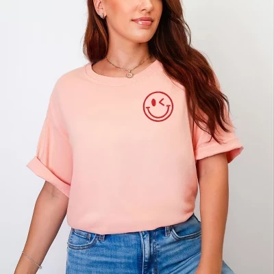 S.W.Smiley Fishing Club Anchor - Женская одежда, окрашенная футболка с рисунком персикового цвета
