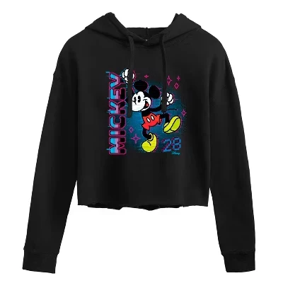 Женская укороченная толстовка с капюшоном Mickey Press Start с рисунком, черная