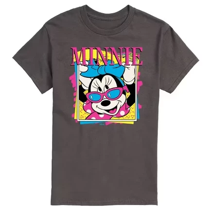 Мужская футболка в стиле ретро с коротким рукавом Minnie и графическим принтом цвета древесного угля