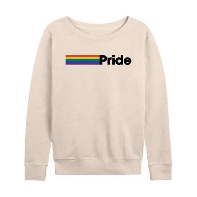 Women's -  - Pride Lightweight French Terry Wide Neck Long Sleeve Graphic Shirt birch