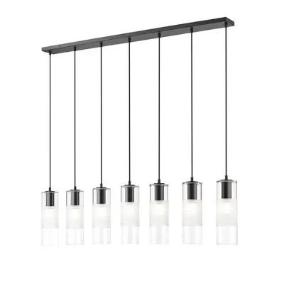 Линейная люстра Alton 7-Light - Современный стальной дизайн для кухонного островка или обеденного стола черного цвета