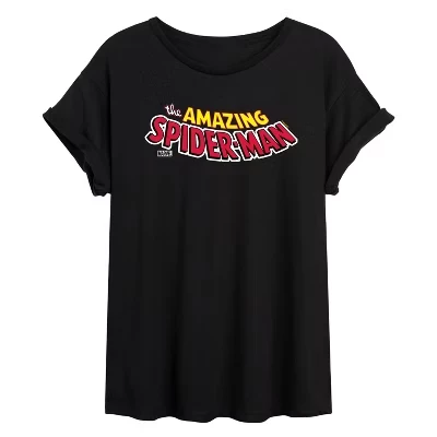 Women's -  - Spider-man Editorial Logo Oversized Graphic T-Shirt black