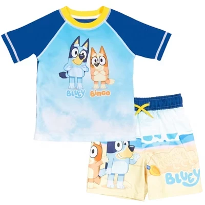 Комплект одежды Baby UPF 50+ пуловер Rash Guard и плавки для плавания младенческого синего цвета