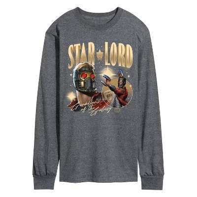 Мужская футболка Guardians of the Galaxy Star Lord с длинным рукавом и графическим рисунком heather charcoal